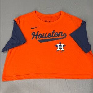 Nike Women’s Crop Top Astros Orange and Blue T-Shirt